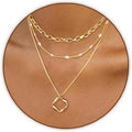 Dainty 14K Gold Plated Layered Necklace Set for Women - Trendy Stackable Choker with Cute Pendants