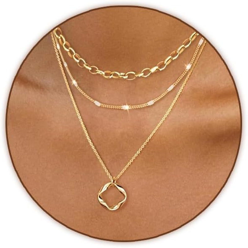 Stunning Airmb 14K Gold Plated Layered Necklaces Set - Dainty Stackable Choker & Cute Pendant Jewelry for Trendy Women