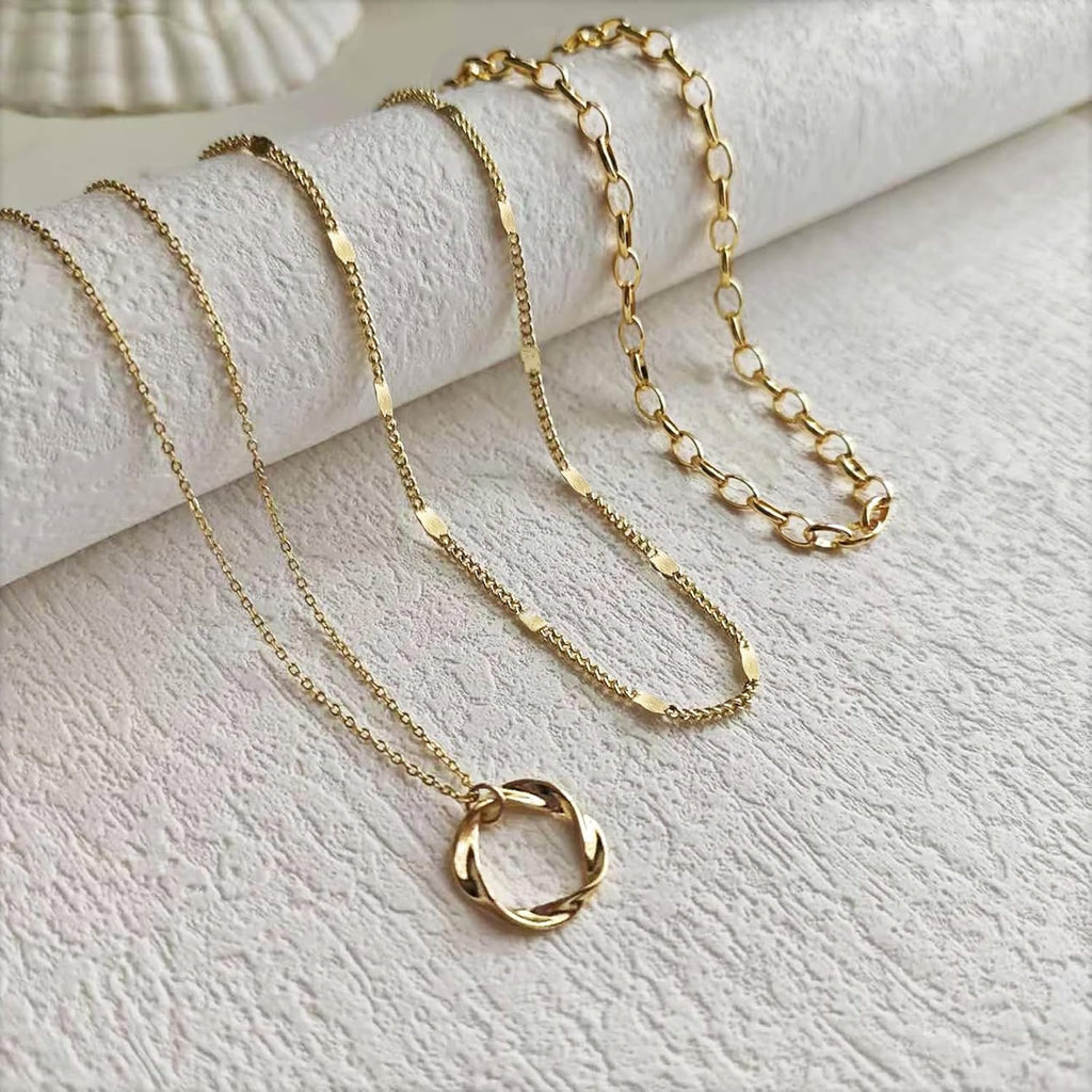 Dainty 14K Gold Plated Layered Necklaces Set for Women - Trendy Stackable Choker & Cute Pendant Jewelry