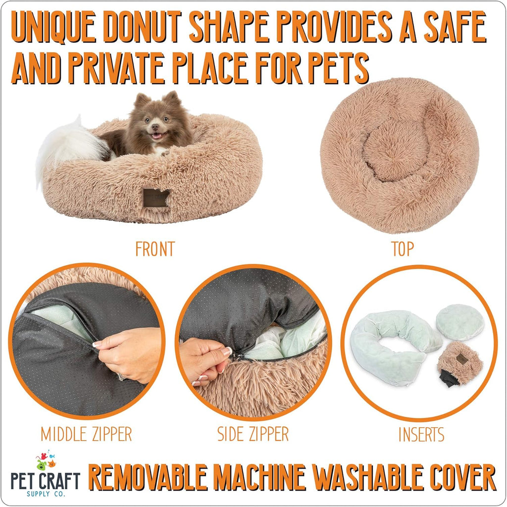 Ultra Plush Calming Anti-Anxiety Pet Bed with Soft Comfort Blanket - Perfect for Medium Dogs, Puppies, and Cats