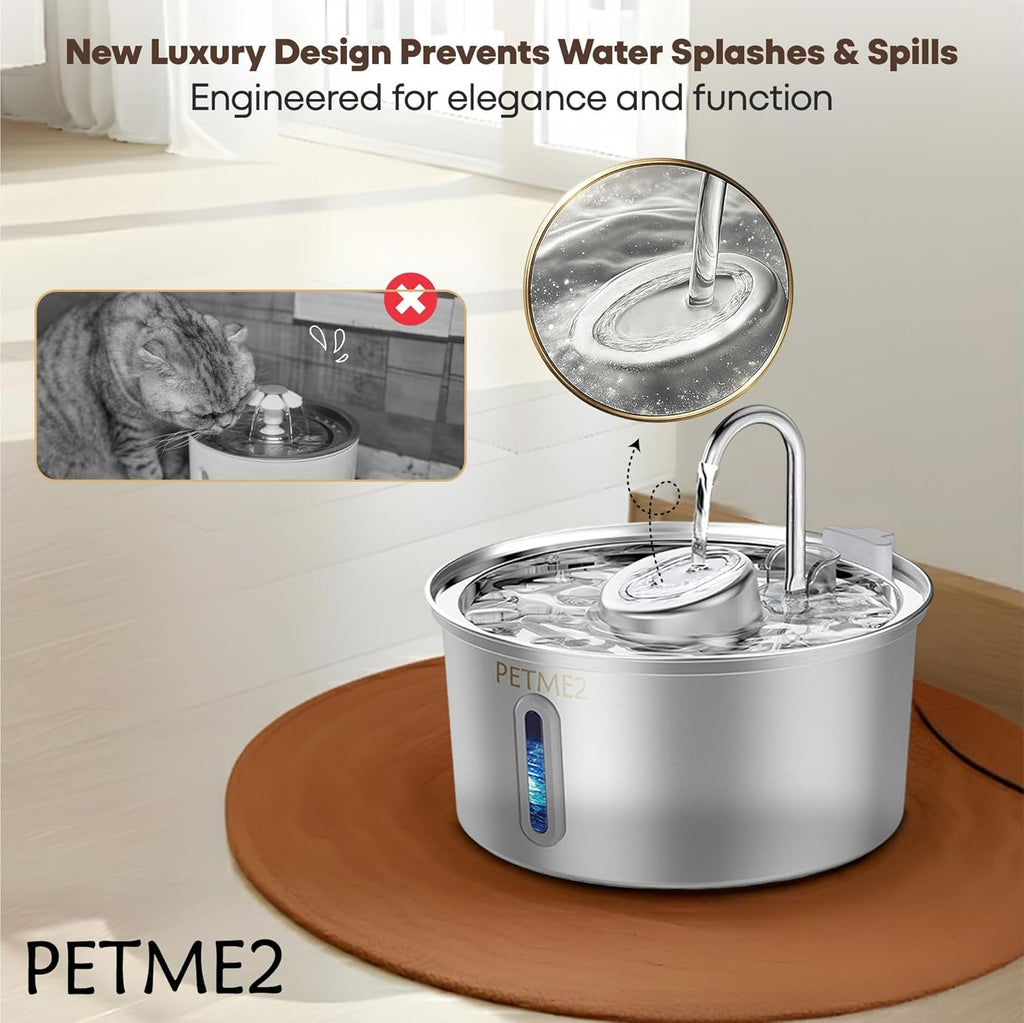 Elevate Your Pet's Hydration: Luxury 2026 Smart Stainless Steel Water Fountain for Cats & Dogs - 3.2L Capacity, LED Light, Quiet Pump, Dual Flow Modes, 4-Layer Filter, Dishwasher Safe