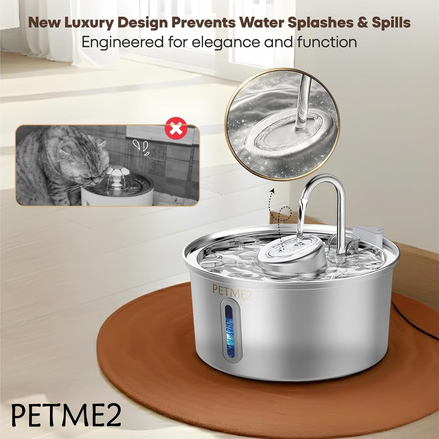 Elevate Your Pet's Hydration: Luxury 2026 Smart Stainless Steel Water Fountain for Cats & Dogs - 3.2L Capacity, LED Light, Quiet Pump, Dual Flow Modes, 4-Layer Filter, Dishwasher Safe
