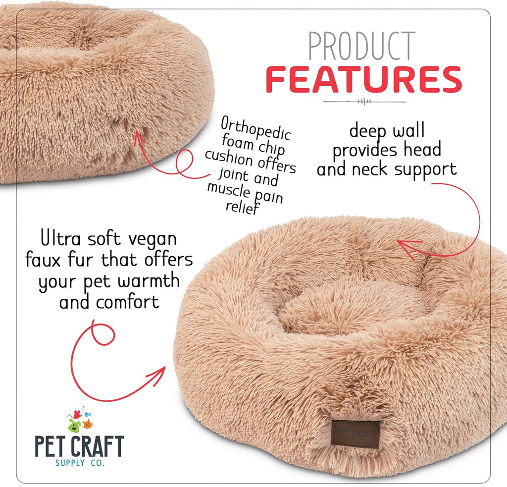 Ultra Plush Calming Anti-Anxiety Pet Bed with Soft Comfort Blanket - Perfect for Medium Dogs, Puppies, and Cats