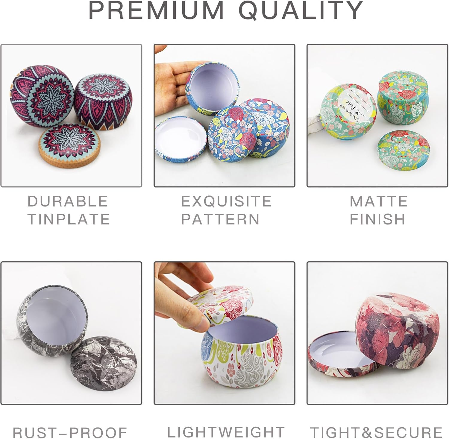 24 Pack Candle Tins 4 Oz, Empty Candle Jars with Flower Patterns round Metal Candle Containers with Lids for Making Candles, Mother'S Day Handmade Gifts, Arts & Crafts, Storage, Candle Supplies