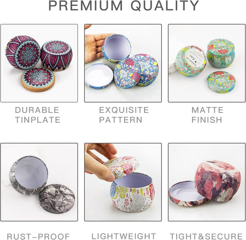 24 Pack Candle Tins 4 Oz, Empty Candle Jars with Flower Patterns round Metal Candle Containers with Lids for Making Candles, Mother'S Day Handmade Gifts, Arts & Crafts, Storage, Candle Supplies