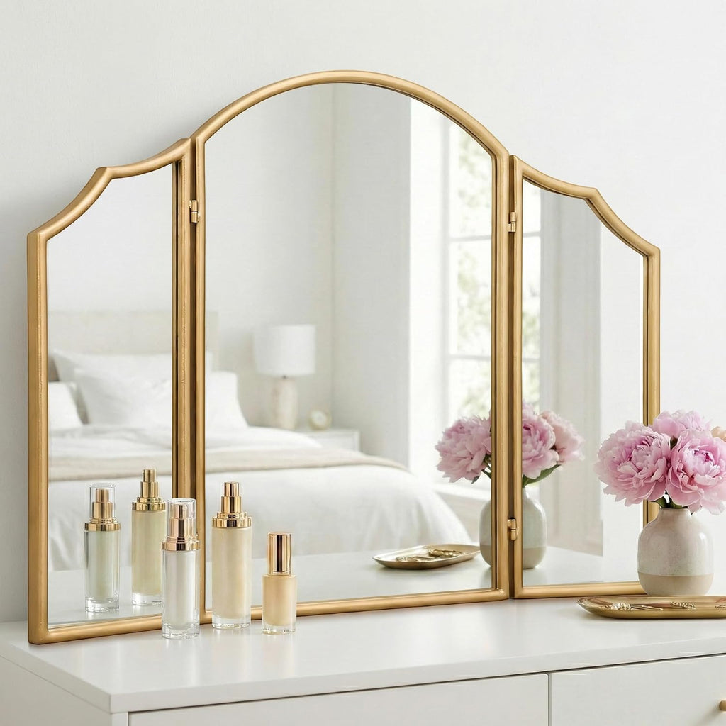 Besdomus Gold Arched Full Length Mirror - 21"X56" Minimalist Wooden Frame for Stylish Home Decor in Bedroom, Entryway, and Living Room