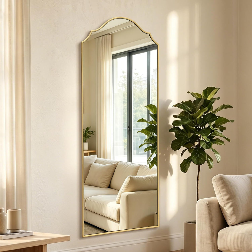 Elegant Gold Arched Full Length Mirror - 21"X56" Minimalist Wooden Frame for Bedroom, Entryway, and Living Room Decor
