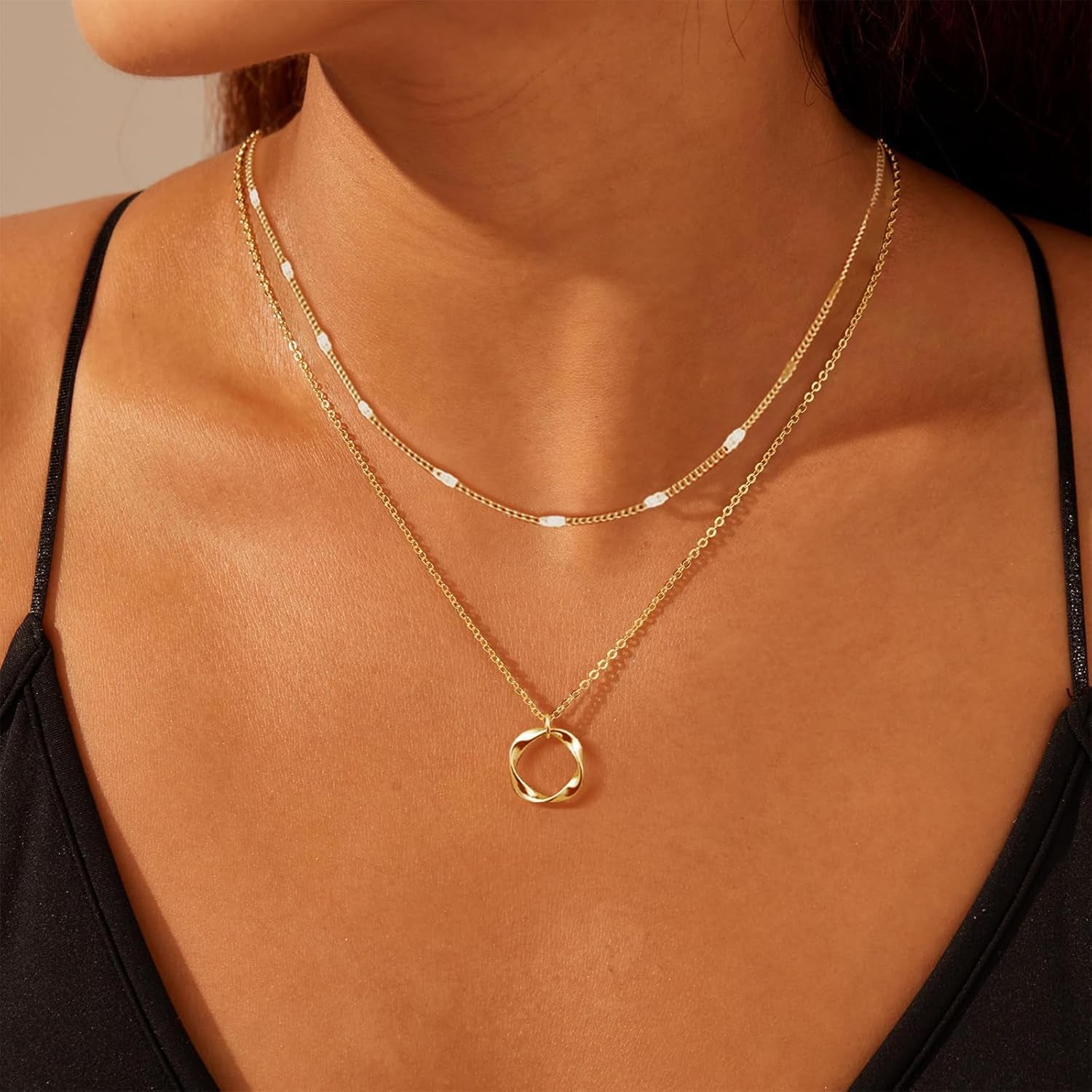 Stunning Airmb 14K Gold Plated Layered Necklaces Set - Dainty Stackable Choker & Cute Pendant Jewelry for Trendy Women