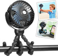 Snawowo Mini Portable Handheld Fan - Versatile USB & Battery Powered Stroller, Car Seat, and Desk Fan with Flexible Tripod for Camping & Travel (Black)