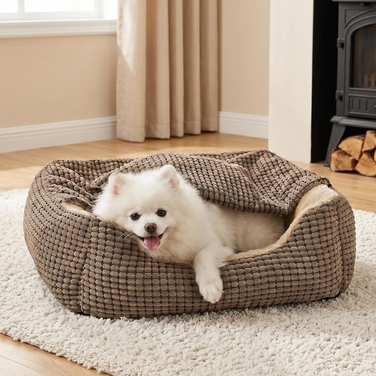 GASUR Luxury Orthopedic Dog & Cat Bed - Cozy Hooded Blanket for All Sizes, Machine Washable, Anti-Anxiety, 30 Inches, Grey