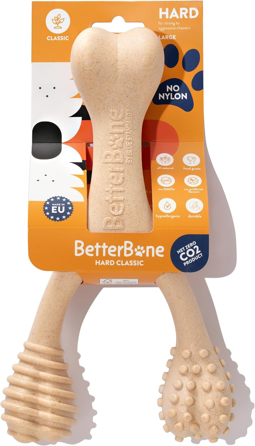 Betterbone - Hard Density - Ideal for Strong to Aggressive Chewers - All-Natural, Nylon-Free Dog Chew Toys - Non-Toxic, Promotes Dental Health, Splinter-Resistant, Sustainably Made