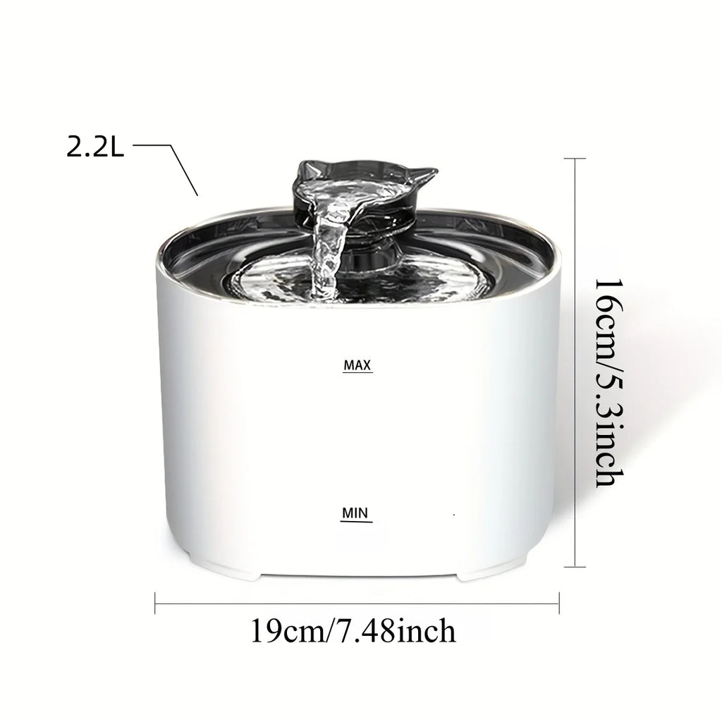 Large Capacity Smart Pet Fountain Dispenser - 74.39 Oz/2.2 Liters, Silent Automatic Circulation for Cats and Dogs