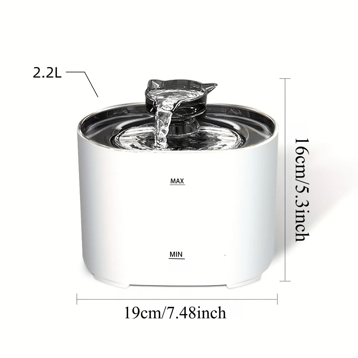 Large Capacity Smart Pet Fountain Dispenser - 74.39 Oz/2.2 Liters, Silent Automatic Circulation for Cats and Dogs
