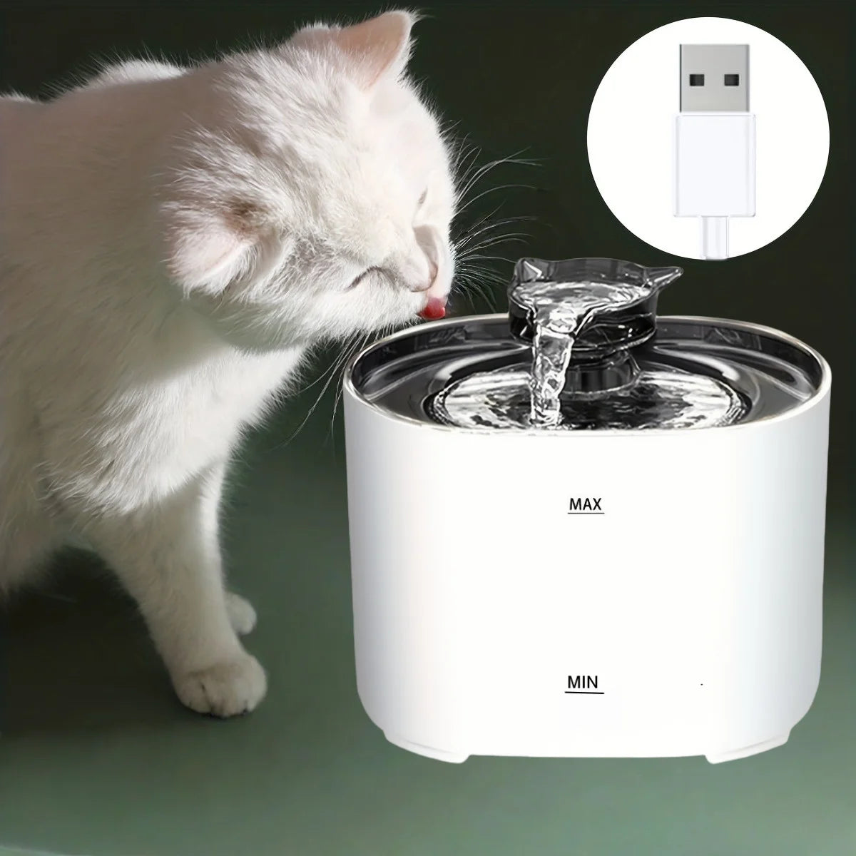 Large Capacity Smart Pet Fountain Dispenser - 74.39 Oz/2.2 Liters, Silent Automatic Circulation for Cats and Dogs