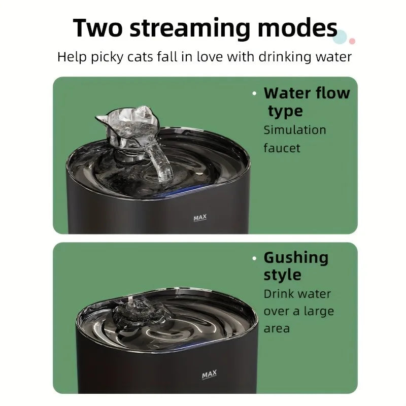 Large Capacity Smart Pet Fountain Dispenser - 74.39 Oz/2.2 Liters, Silent Automatic Circulation for Cats and Dogs