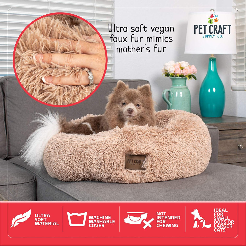 Ultra Plush Calming Anti-Anxiety Pet Bed with Soft Comfort Blanket - Perfect for Medium Dogs, Puppies, and Cats