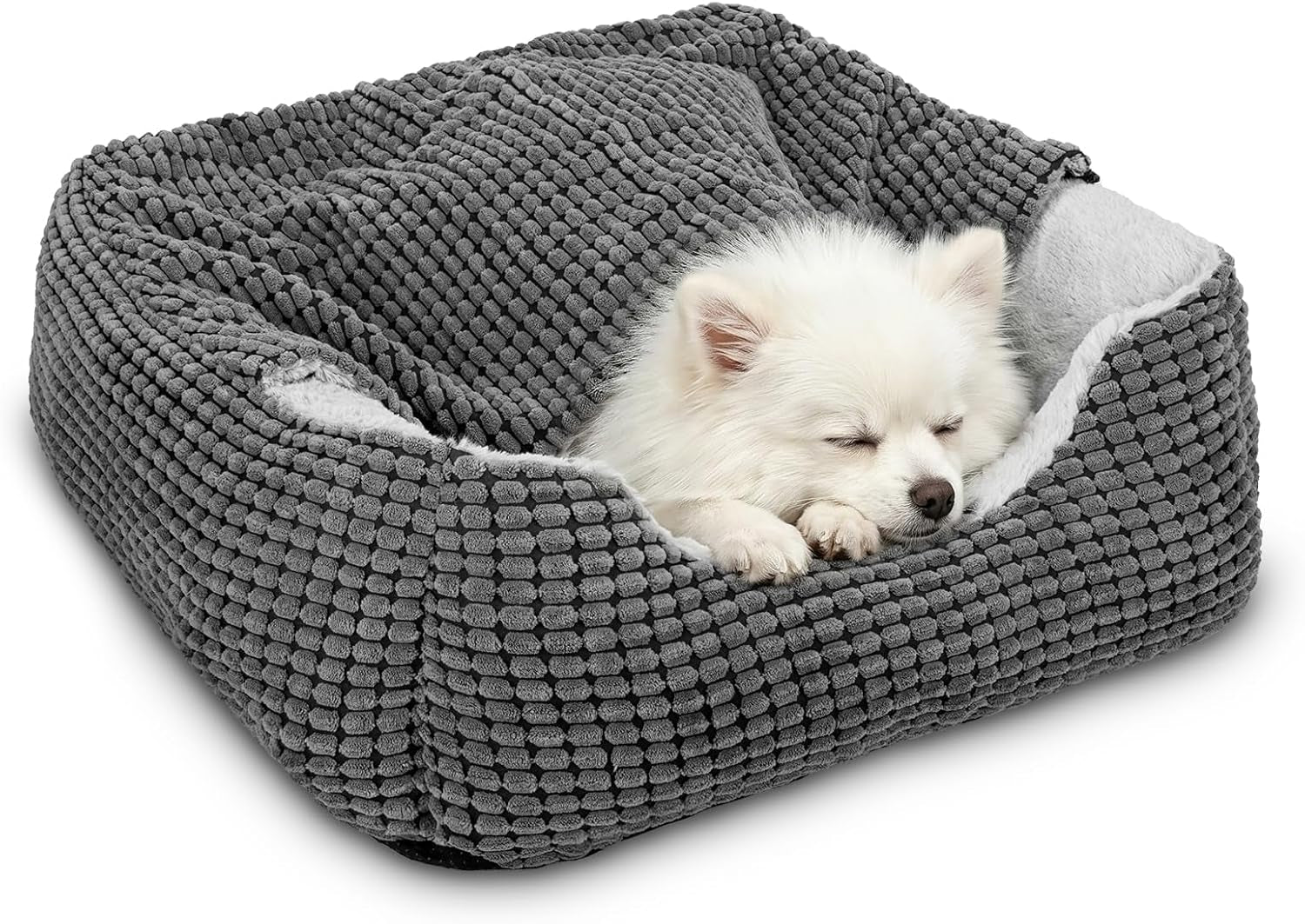 GASUR Luxury Orthopedic Dog & Cat Bed - Cozy Hooded Blanket for All Sizes, Machine Washable, Anti-Anxiety, 30 Inches, Grey