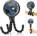 Snawowo Mini Portable Handheld Fan - Versatile USB & Battery Powered Stroller, Car Seat, and Desk Fan with Flexible Tripod for Camping & Travel (Black)