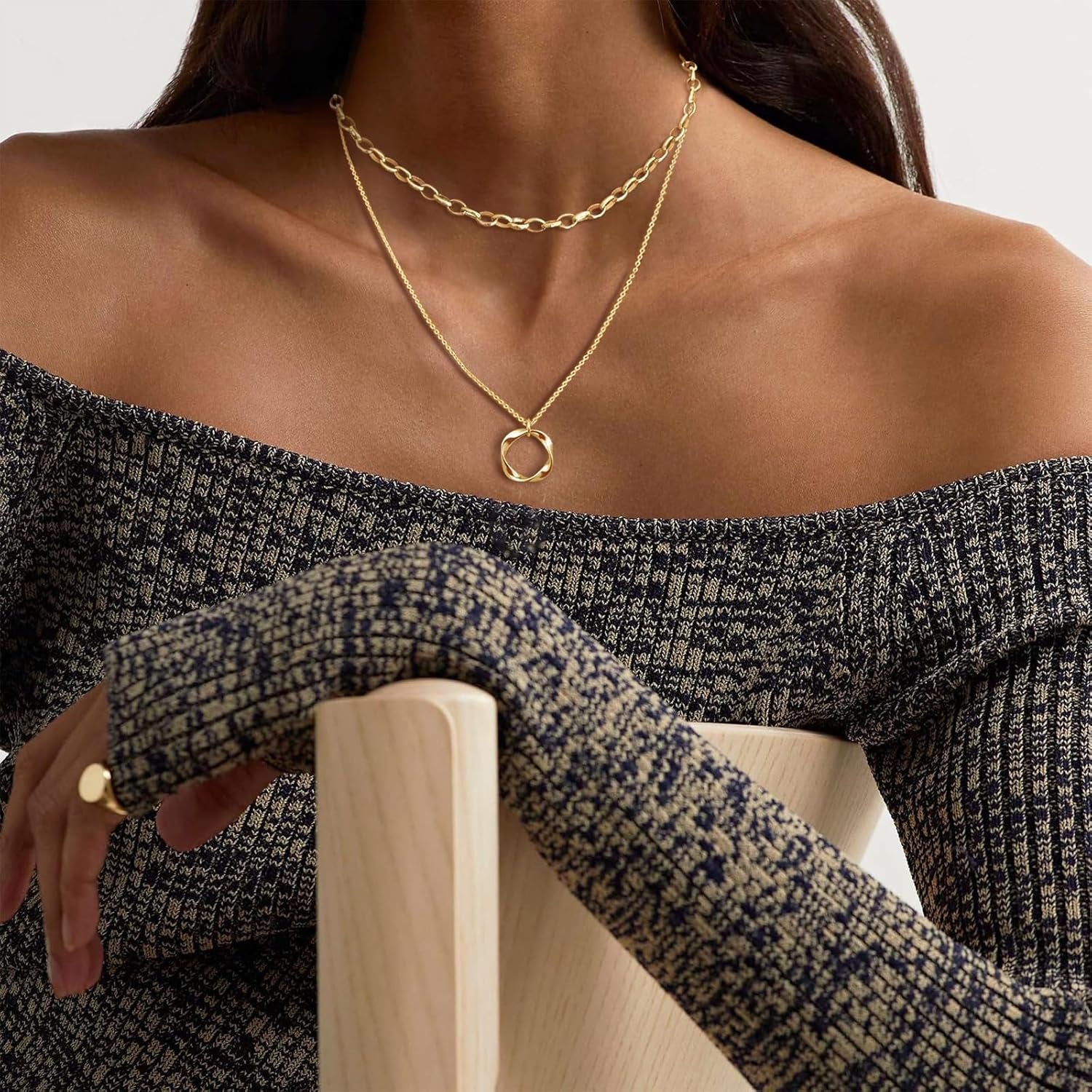 Dainty 14K Gold Plated Layered Necklace Set for Women - Trendy Stackable Choker with Cute Pendants