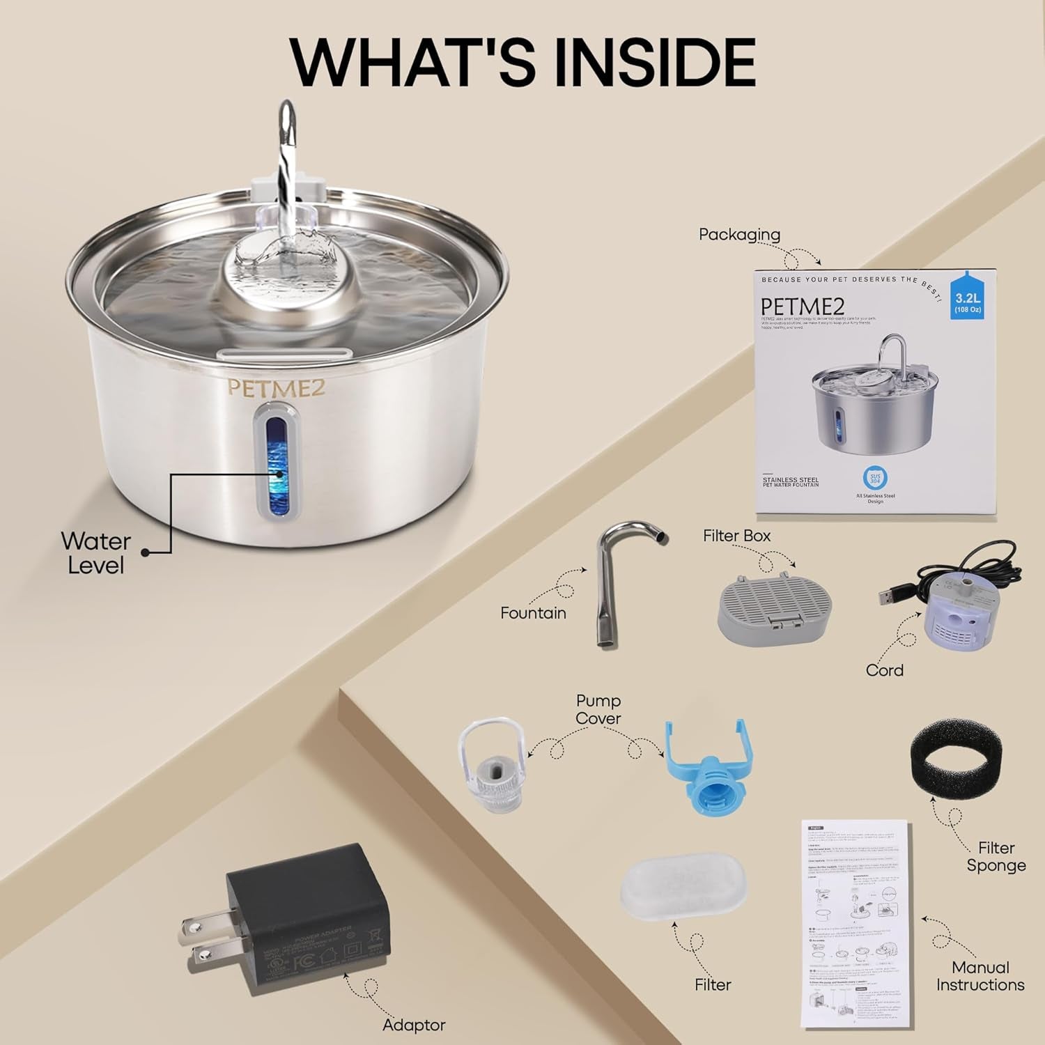 Elevate Your Pet's Hydration: Luxury 2026 Smart Stainless Steel Water Fountain for Cats & Dogs - 3.2L Capacity, LED Light, Quiet Pump, Dual Flow Modes, 4-Layer Filter, Dishwasher Safe