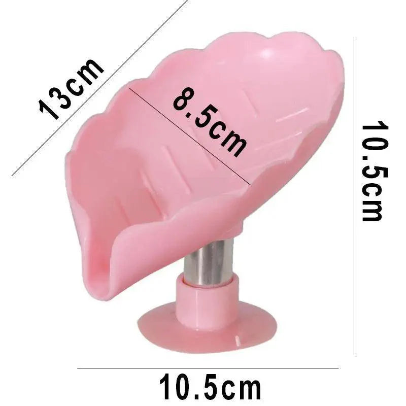 Leaf Shape Self-Draining Soap Dish with Suction Cup