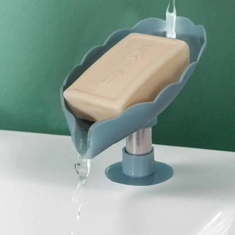 Leaf Shape Self-Draining Soap Dish with Suction Cup