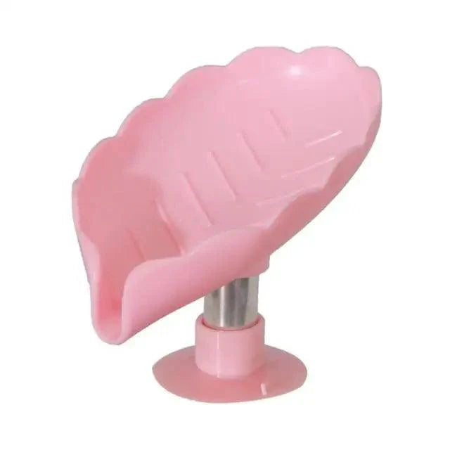 Leaf Shape Self-Draining Soap Dish with Suction Cup