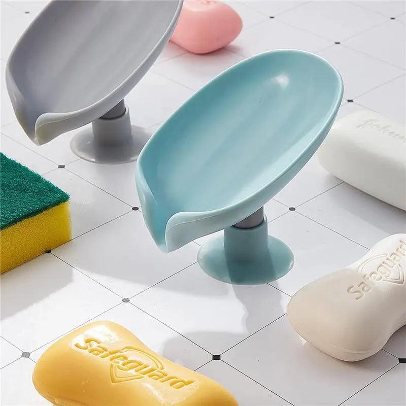Leaf Shape Self-Draining Soap Dish with Suction Cup