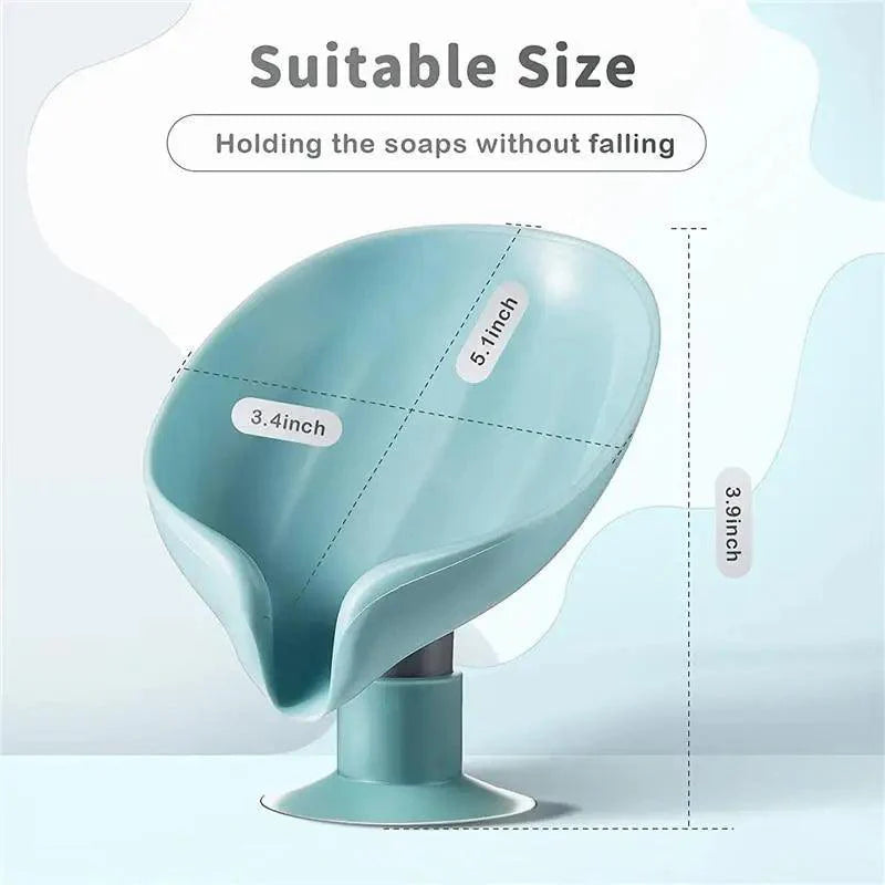 Leaf Shape Self-Draining Soap Dish with Suction Cup