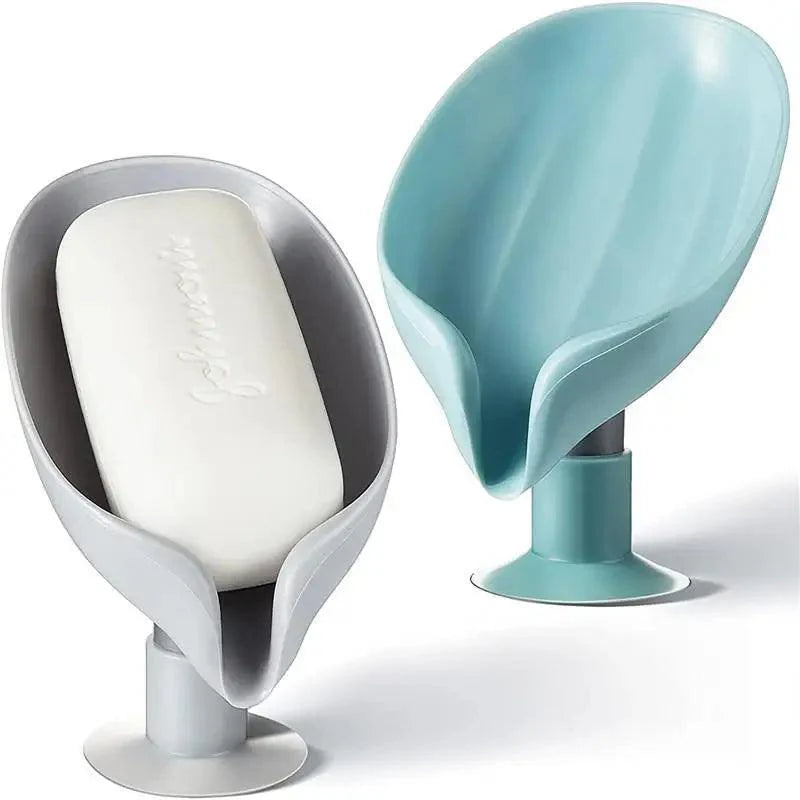 Leaf Shape Self-Draining Soap Dish with Suction Cup