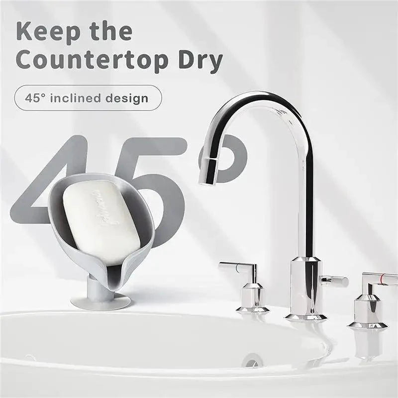 Leaf Shape Self-Draining Soap Dish with Suction Cup