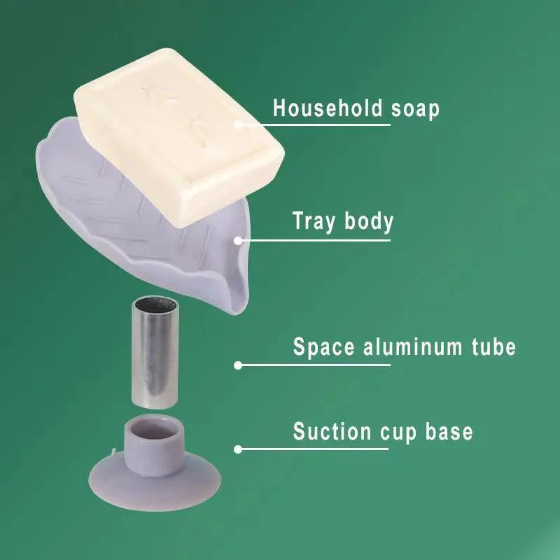 Leaf Shape Self-Draining Soap Dish with Suction Cup