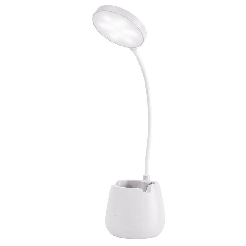Dimmable LED Desk Lamp with Pen Holder – USB Rechargeable, Eye Protection