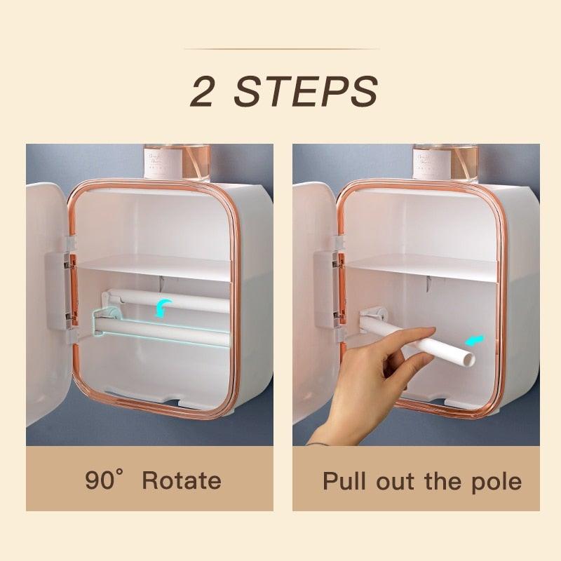 Wall-Mounted Toilet Paper Holder with Shelf & Drawer