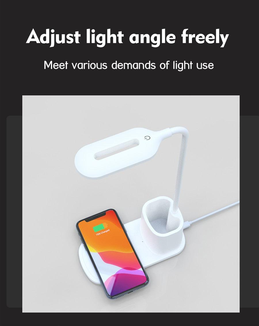 Dimmable LED Desk Lamp with Wireless Charging – Kids & Bedside Reading