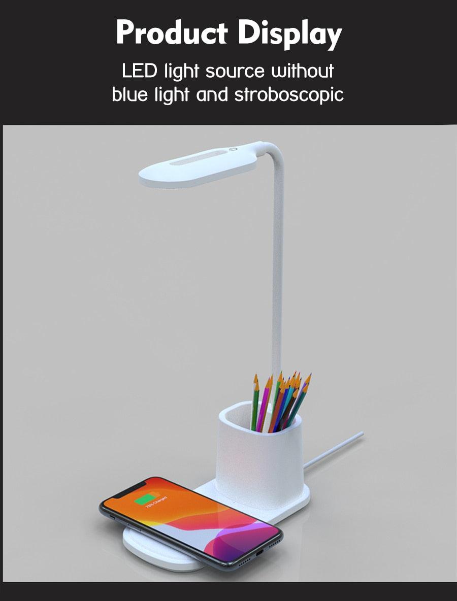 Dimmable LED Desk Lamp with Wireless Charging – Kids & Bedside Reading