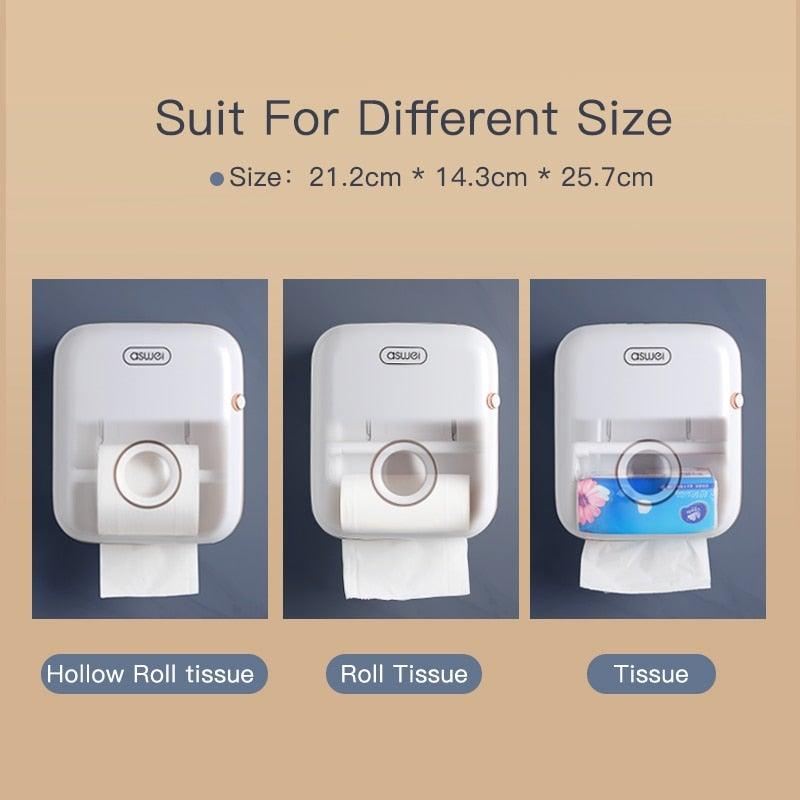 Wall-Mounted Toilet Paper Holder with Shelf & Drawer