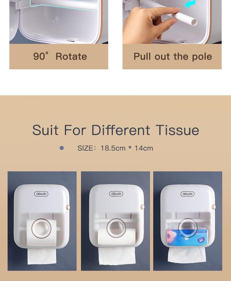 Wall-Mounted Toilet Paper Holder with Shelf & Drawer