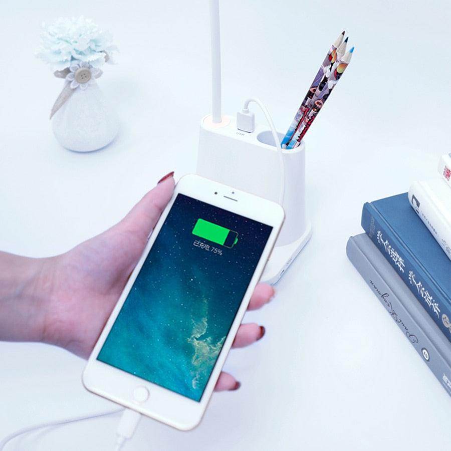 Dimmable LED Desk Lamp with Wireless Charging – Kids & Bedside Reading