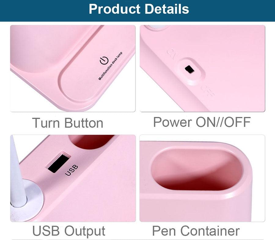 Dimmable LED Desk Lamp with Wireless Charging – Kids & Bedside Reading