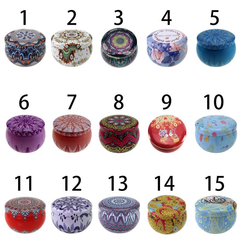 Vintage Flower Candle Tin Jars – Colorful Metal Containers for Candle Making & Storage