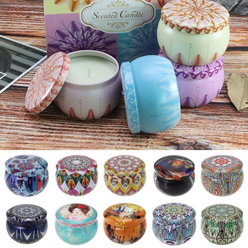 Vintage Flower Candle Tin Jars – Colorful Metal Containers for Candle Making & Storage