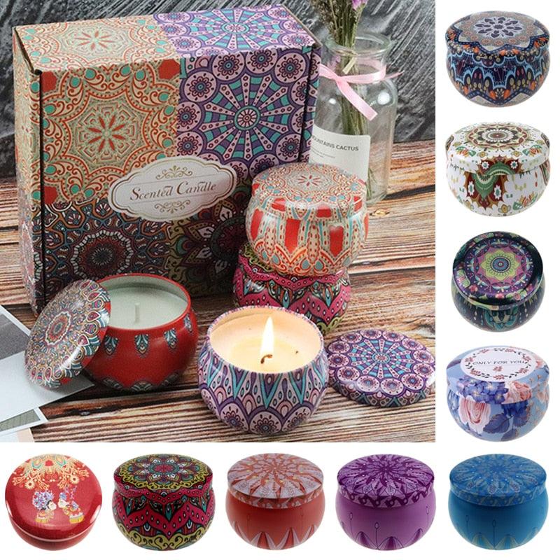 Vintage Flower Candle Tin Jars – Colorful Metal Containers for Candle Making & Storage